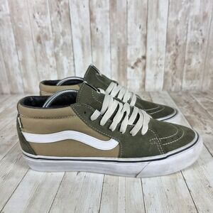 Vans Sk8-Mid‎ Skate Shoes Olive Green Canvas Suede Sneakers Women's 10.5